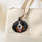 Personalized pet photo keychain on bag or daily carry accessory