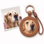 custom pet memorial keychain leather dog  portrait keepsake gift