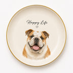 Personalized ceramic pet ring dish gold edge