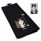 Custom Embroidered Pet Golf Towel with Carabiner – Personalized Dog & Cat Golf Gift