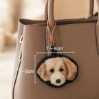 Needle felted wool material detail for custom pet portrait keychain