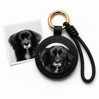 custom pet memorial keychain leather dog portrait keepsake gift