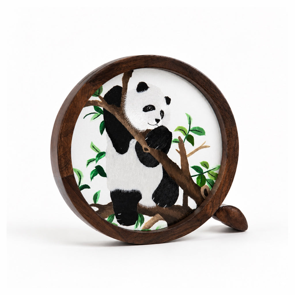 Custom Shu Embroidery Panda Walnut Wood Frame – Personalized Art