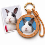 custom pet memorial keychain leather rabbit portrait keepsake gift