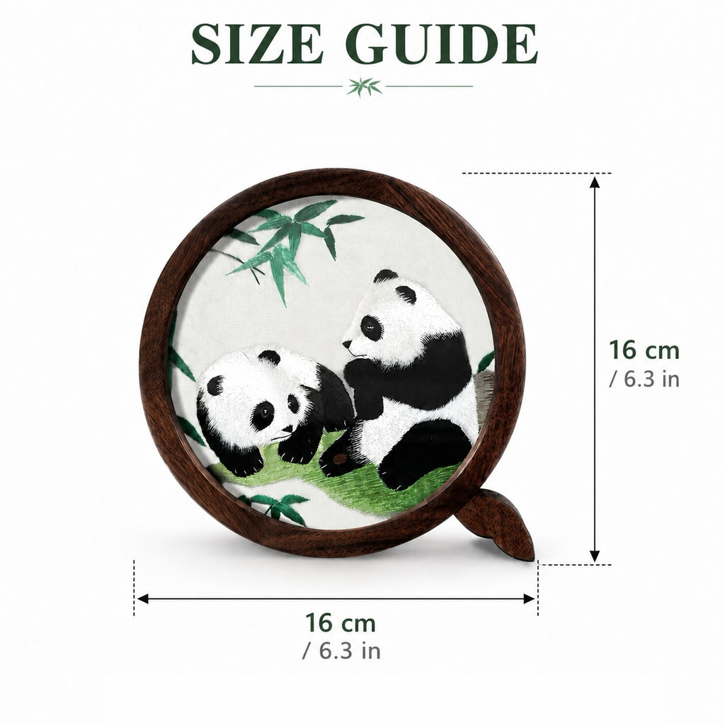 Custom Shu Embroidery Panda Walnut Wood Frame – Personalized Art