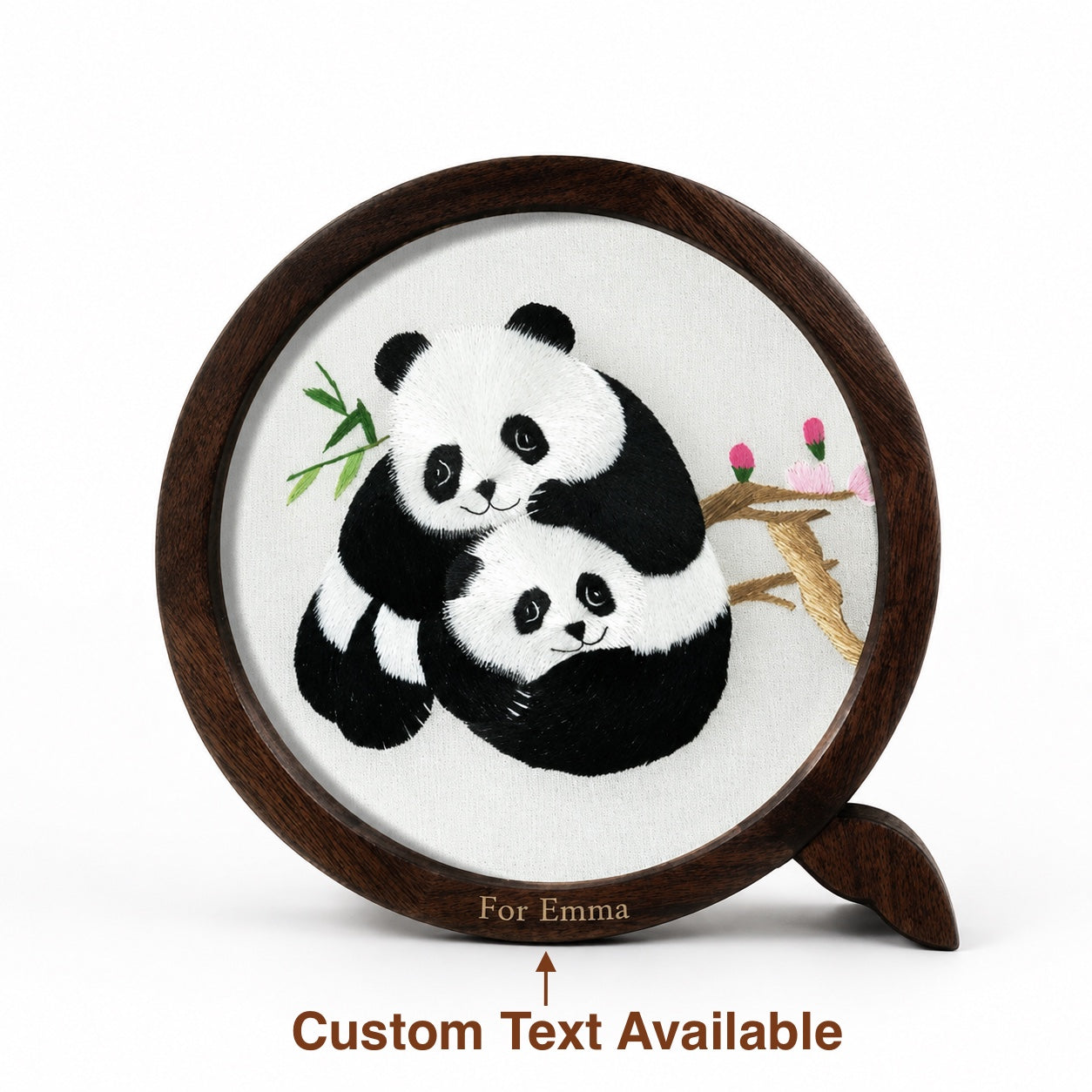 Custom Shu Embroidery Panda Walnut Wood Frame – Personalized Art
