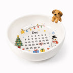 Custom Pet Birthday Memory Bowl – Personalized Ceramic Birthday Calendar Bowl with 3D Pet Figurines