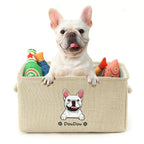 Custom dog toy storage basket with pet face design