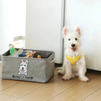 Custom dog toy storage basket with pet face design