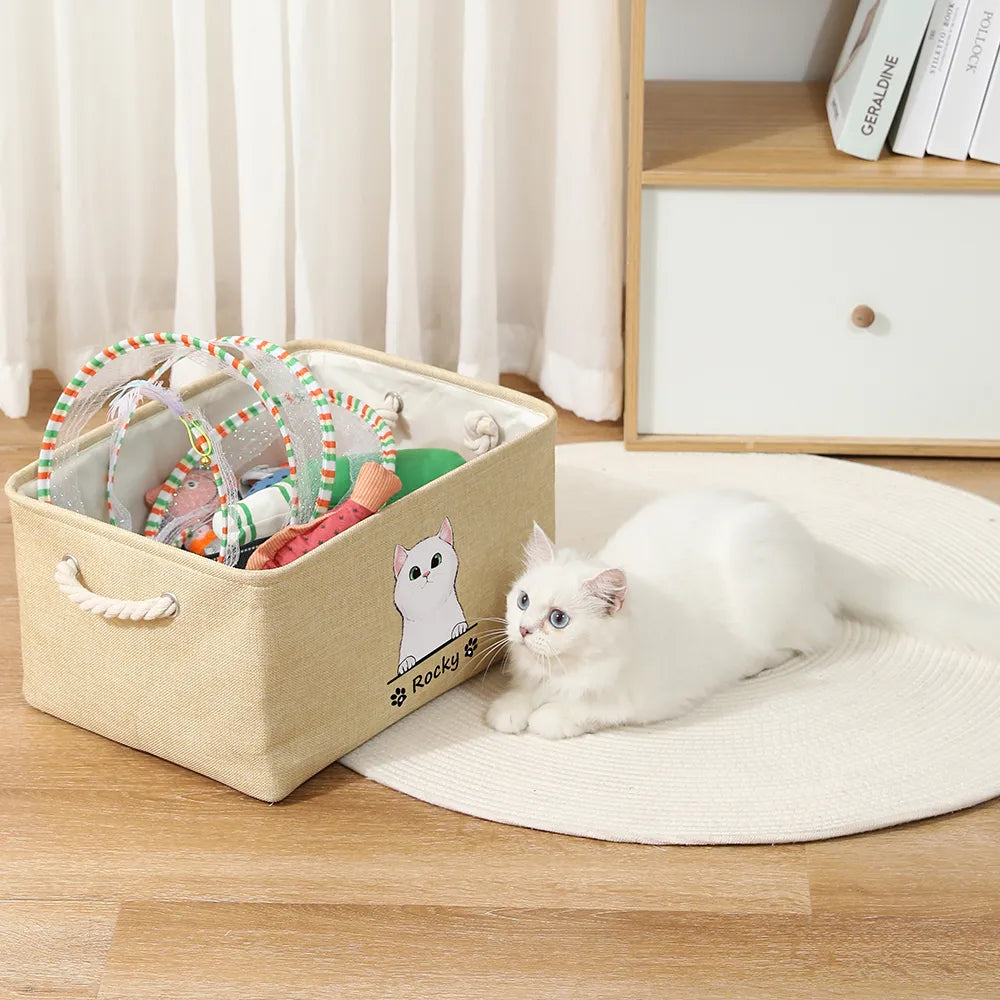 Personalized Dog Toy Basket Free Print Dog Cat Image Name Pet Storage Box