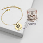 Custom pet portrait bracelet with personalized dog cat name jewelry gift